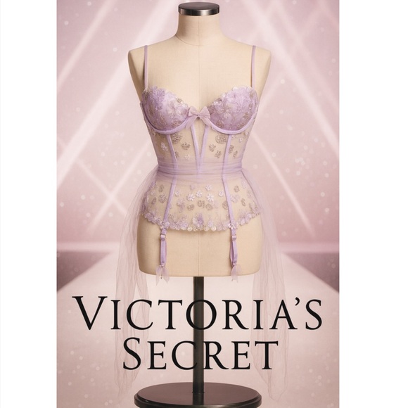 Victoria's Secret Other - Victoria's Secret Lavender Floral Embroidered Bustier